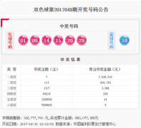 双色球049期开奖：头奖7注763万 奖池达6.80亿