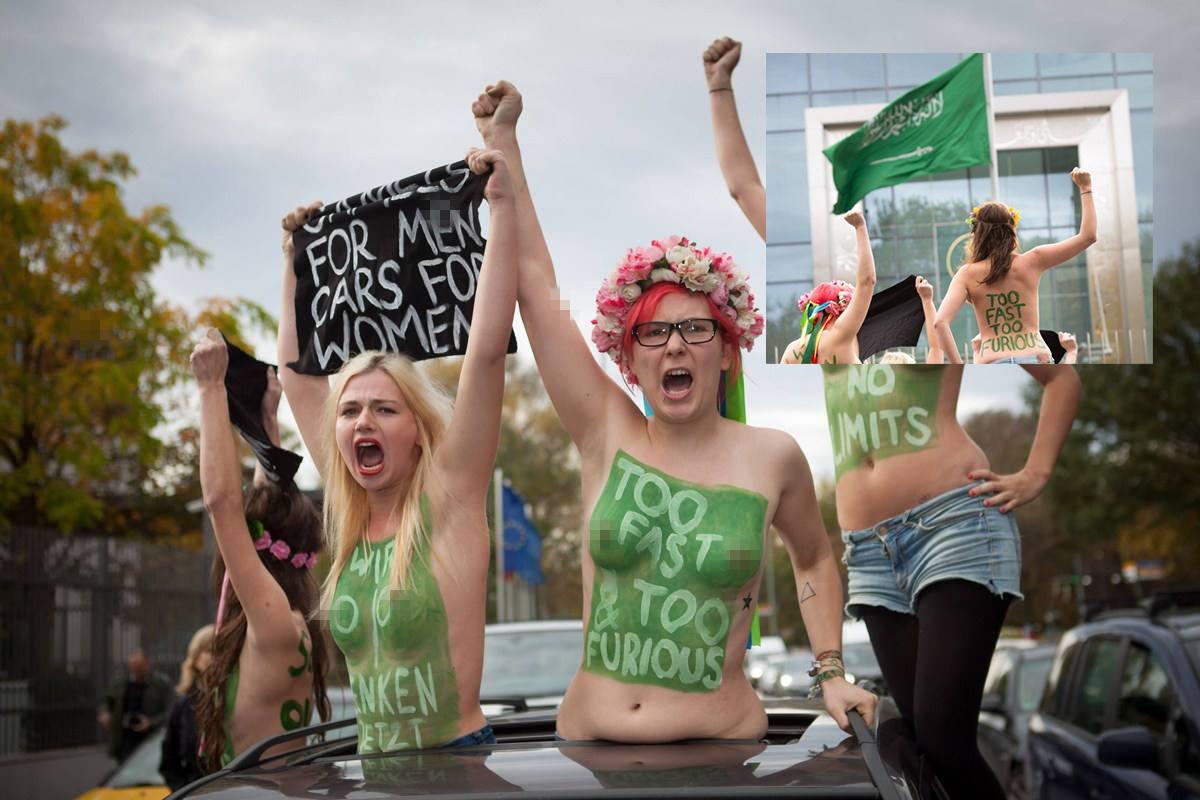 沙特女人被禁止开车，乌克兰女权团体“FEMEN”曾在德国公开抗议。